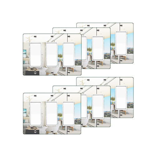 6 Pcs Mirror Wall Plates Light Switch Plate Acrylic Decorative Wall Outlet Cover Mirrored Switch Plates Cover Plates For Electric Outlets Triple Rocker