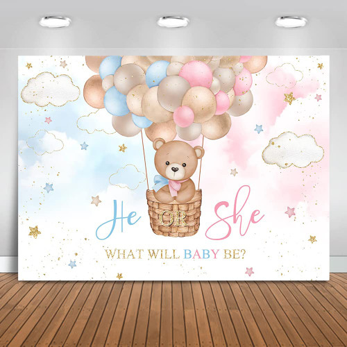 Mocsicka Bear Hot Air Balloon Backdrop Pink or Blue Bear Gender Reveal Background We Can Bearly Wait Gender Reveal Party Cake Table Decoration Photo Booth Props (7x5ft) Mocsicka Bear Hot Air Balloon Backdrop Pink or Blue Bear Gender Reveal Background We Can Bearly Wait Gender Reveal Party Cake Table Decoration Photo Booth Props (7x5ft)
