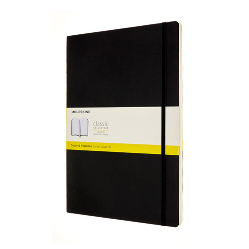 Moleskine Classic Squared Notebook, Notebook with Soft Cover and Elastic Closure, Dimensions A4 21 x 29.7 cm, Colour Black, 192 Pages