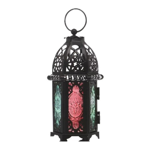 Huhudde Moroccan Style Metal Candle Holder Glass Wind Lantern Hanging Lanterns for Indoor Outdoor Garden Yard Decoration Gift Supplies Metal Candle Holder