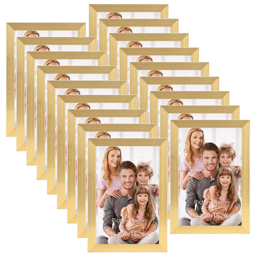 WIFTREY 4x6 Picture Frame Gold, 4 x 6 Photo Frames Bulk for Wall Hanging or Tabletop Display, 18 Pack