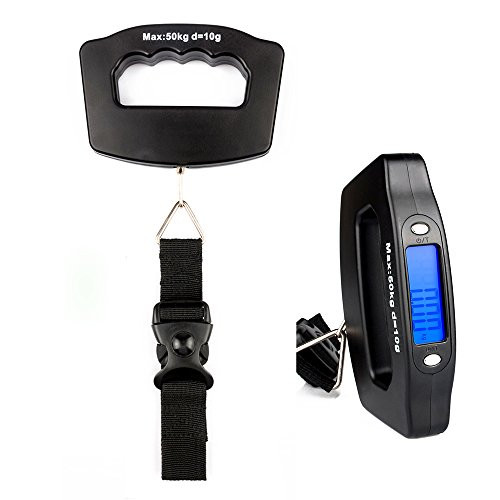 mingshang Handheld Digital Luggage Scale for Travel Portable Electronic Weighing Suitcase and Bag 50kg/10g Black