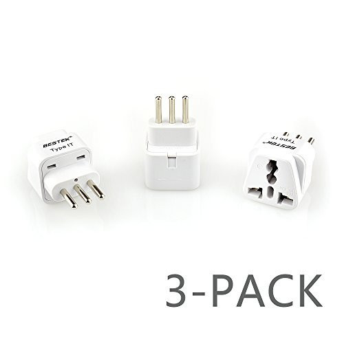 BESTEK Grounded Type L Plug Adapter Travel Plug USA to Italy 3 Prong Converter Adapter Plug Kit for Italy - 3 Packs