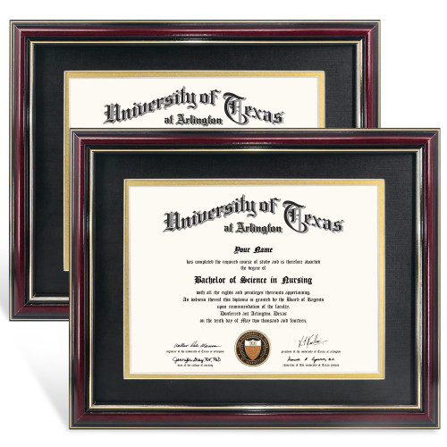 GraduationMall 8.5x11 Diploma Frame with Black over Gold Mat or Display 11x14 Certificate without Mat,Solid Wood & UV Protection Acrylic,Glossy Cherry Finish with Gold Trim,2 Pack