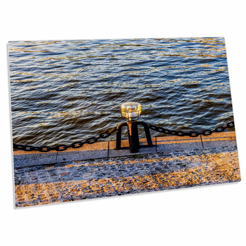 3dRose Night Street Lantern by The River in The Sunset Light - Desk Pad Place Mats (dpd-267413-1)