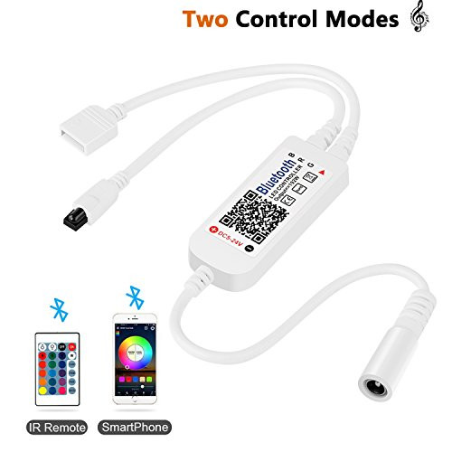 ALED LIGHT Bluetooth Controller, Wireless Bluetooth LED Strip Light Controller with 24 Keys IR Remote Control for RGB Band Lights Smart Phone APP Control Smart Controller for iOS and Android