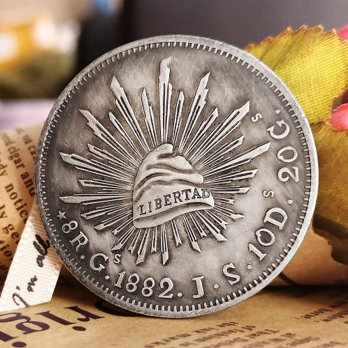 Necklace Original Coin Eagle Ocean Mexico 1882 Silver Coin Silver Dollar Silver Round Foreign Coin Antique Collection