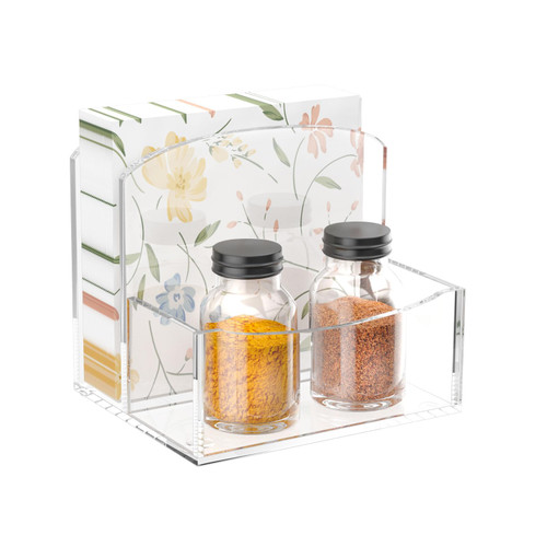 Acrylic Napkin Holder, NPPLUS Upright Clear Napkin Holders to Storage Salt & Pepper Shakers Set, Napkin Caddy For Table, Kitchen, Office, Restaurant. 1 Pack