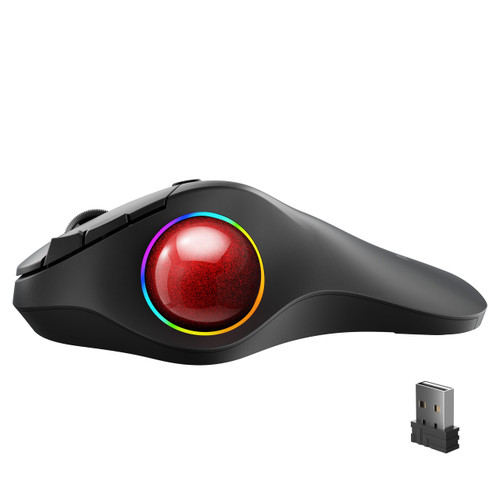 Nulea Wireless Trackball Mouse, Rechargeable Ergonomic RGB Rollerball Mouse, Easy Thumb Control, 5 Adjustable DPI, 3 Device Connection (Bluetooth or USB) for PC, Laptop, iPad, Mac, Windows, Android