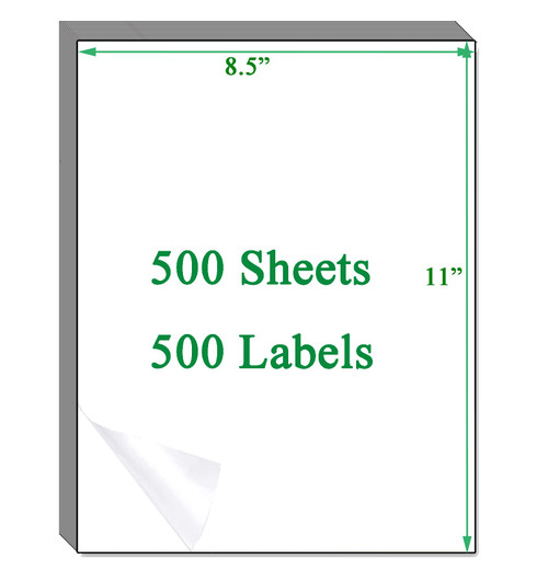OausTect Full Page Labels 8.5 X 11 Sticker Paper for Laser & Inkjet Printer Printable Permanent Adhesive Mailing Shipping Address Label, Matte White, 500 Sheets -500 Labels (8165/5165)