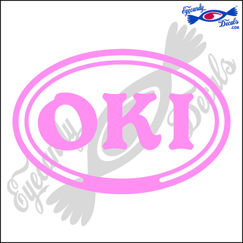 Eyecandy Decals OKI for Oak Island North Carolina in Oval 5 INCH Decal Sticker Light Pink