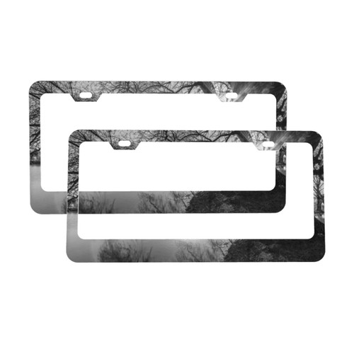 Old Tree by Lake License Plate Frames 2 Pack Front Rear Aluminum Car Tag Holder Cover Universal Car Plate Frame Covers for Women and Man
