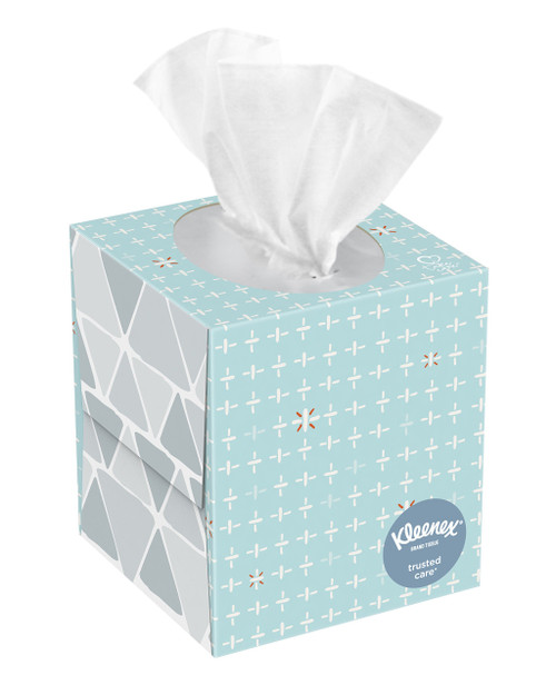 Kleenex Trusted Care Everyday Facial Tissues, Cube Box, 55 Count (Pack of 27)