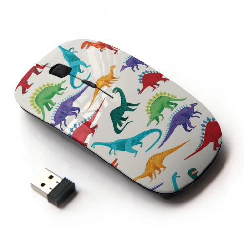 KOOLmouse [ Optical 2.4G Wireless Mouse [ Dinosaur Pattern White Saurus Kids ]