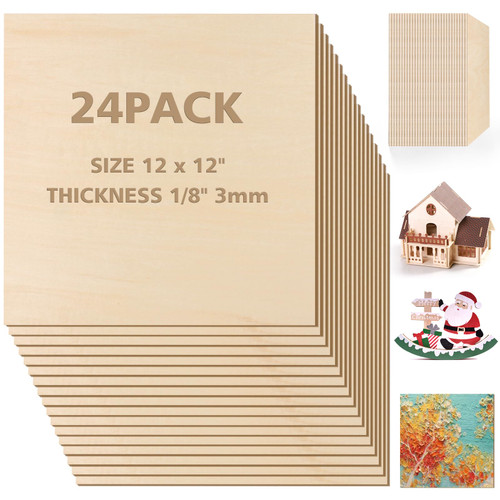 Basswood Sheets 1/8 x 12 x 12 inch - 3mm Basswood Sheets Plywood Sheets Balsa Wood, 24Pcs Square Unfinished Wood Board for DIY Crafts, Laser Cutting, Wood Burning, Painting, Model Carving Basswood Sheets 1/8 x 12 x 12 inch - 3mm Basswood Sheets Plywood Sheets Balsa Wood, 24Pcs Square Unfinished Wood Board for DIY Crafts, Laser Cutting, Wood Burning, Painting, Model Carving