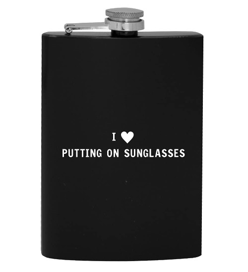 I Heart Love Putting On Sunglasses - 8oz Hip Drinking Alcohol Flask