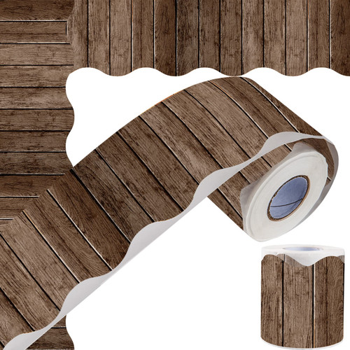 66 Ft Dark Wood Bulletin Board Border, Rustic Bulletin Board Border Stickers Scalloped Classroom Borders for Bulletin Board Back-to-School Decoration Borders Home Classroom School Decor