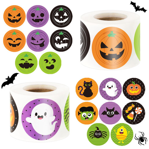 Halloween Sticker for Kids, FEBSNOW 600Pcs 2 Roll Halloween Pumpkin Spider Bat Candy Stickers Self Adhesive Decal Round Seal Label Sticker for Halloween Party Events Favors Decorations Accessories Halloween Sticker for Kids, FEBSNOW 600Pcs 2 Roll Halloween Pumpkin Spider Bat Candy Stickers Self Adhesive Decal Round Seal Label Sticker for Halloween Party Events Favors Decorations Accessories