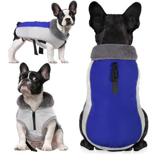 QBLEEV Warm Dog Coat Reflective Dog Jacket, Waterproof Dog Winter Coat Turtleneck Dog Clothes for Cold Weather, Thick Fleece Lined Dog Outfit Pet Vest Apparel Snowsuit for Small Medium Large Dogs