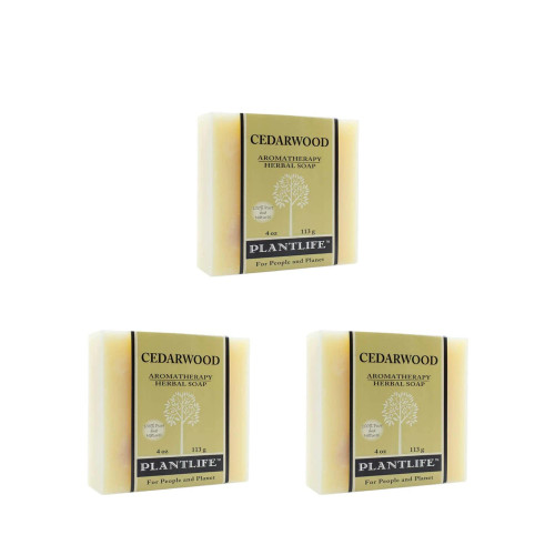 Plantlife Cedarwood 3-Pack Bar Soap - Moisturizing and Soothing Soap for Your Skin - Hand Crafted Using Plant-Based Ingredients - Made in California 4oz Bar