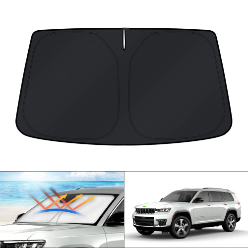 KUST Windshield Sun Shade for 2021 2022 2023 Jeep Grand Cherokee L SUV Window Sunshade Sun Visor Protector Foldable Blocks UV Rays Keep Your Car Cooler