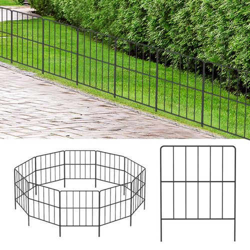 OUSHENG Small Decorative Garden Fence, 10ft (L) x 16.5in (H) Fencing, Rustproof Metal Wire Panel Border Animal Barrier for Dog, Flower Plant Edging for Yard Backyard Outdoor, Square OUSHENG Small Decorative Garden Fence, 10ft (L) x 16.5in (H) Fencing, Rustproof Metal Wire Panel Border Animal Barrier for Dog, Flower Plant Edging for Yard Backyard Outdoor, Square