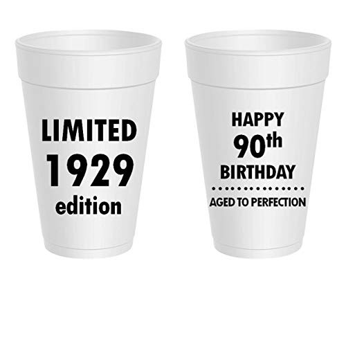 Happy 90th Birthday Styrofoam Cups - Limited 1929 Edition, Aged To Perfection