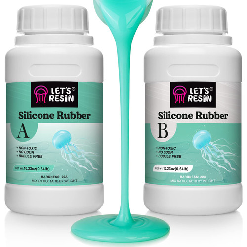 LET'S RESIN Silicone Mold Making Kit,20A Liquid Silicone Rubber, 20.46oz/1.28lbs, Non-Toxic, Odorless - 1:1 Mixing Ratio Silicone for Silicone DIY Molds Manual Making, Candle Molds Making(Green) LET'S RESIN Silicone Mold Making Kit,20A Liquid Silicone Rubber, 20.46oz/1.28lbs, Non-Toxic, Odorless - 1:1 Mixing Ratio Silicone for Silicone DIY Molds Manual Making, Candle Molds Making(Green)