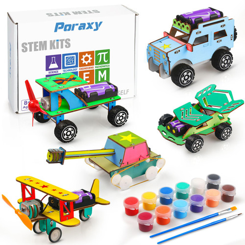 STEM Kits, 5 Set STEM Projects for Kids Ages 8-12, Wooden Model Car Kits, Gifts for Boys 8-12, 3D Puzzles, Science Educational Crafts Building Kit, Toys for 8 9 10 11 12 Year Old Boys and Girls