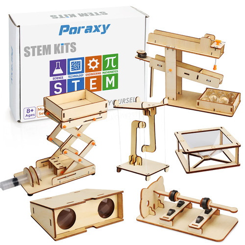 6 in 1 STEM Kits, Science Experiment STEM Projects for Kids Ages 8-12, Educational 3D Wooden Puzzle, DIY STEM Toys Building Kit, Gifts for Boys and Girls Ages 8 9 10 11 12 Years Old