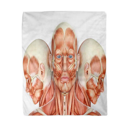 rouihot 60x80 Inches Flannel Throw Blanket Facial 3D Male Face Muscles Anatomy Side Views Head Home Decorative Warm Cozy Soft Blanket for Couch Sofa Bed