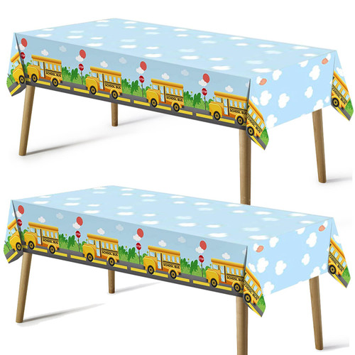 2PCS Welcome Back to School Theme Table Covers, First Day of School Party Disposable Tablecloths Plastic Rectangle Table Cover for Back to School Party Decorations Kindergarten Party Supplies