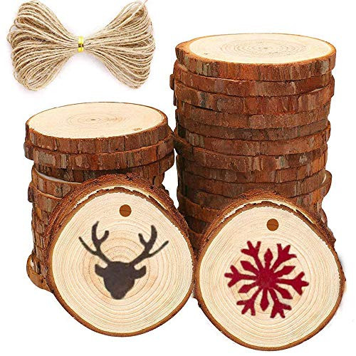 30 pcs 2.4-2.8 inch Natural Wood Slices for Crafts Kit Predrilled with Holes Unfinished Tree Bark Centerpiece Wooden Circles Great for Arts Rustic Coasters Christmas Ornaments DIY Wedding 30 pcs 2.4-2.8 inch Natural Wood Slices for Crafts Kit Predrilled with Holes Unfinished Tree Bark Centerpiece Wooden Circles Great for Arts Rustic Coasters Christmas Ornaments DIY Wedding