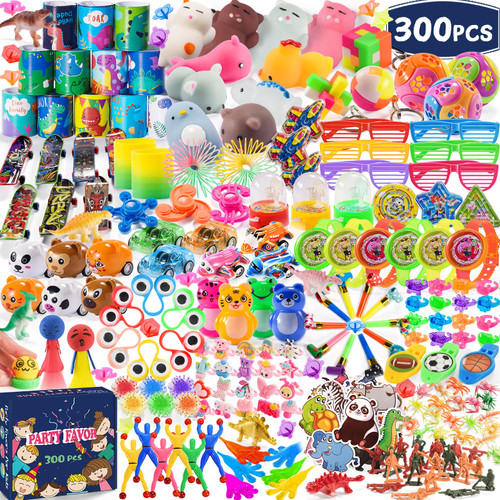 300 PCS Party Favor for Kids Goodie Bags Stuffers, Prize Box Toys for Kids Classroom Bulk, Small Fidget Toys Pinata Fillers, Treasure Chest Toy for Students Rewards, Carnival Prizes, Birthday Gifts