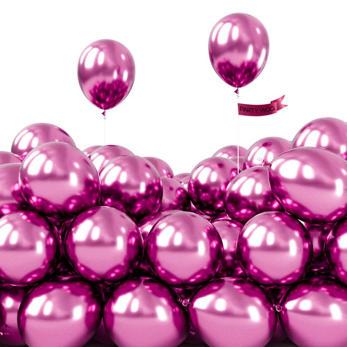 PartyWoo Metallic Magenta Balloons, 50 pcs 5 Inch Magenta Metallic Balloons, Magenta Balloons for Balloon Garland Arch as Party Decorations, Birthday Decorations, Baby Shower Decorations, Pink-G114