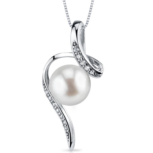 Peora 8mm Freshwater Cultured Pearl Elegant Spiral Pendant Necklace for Women 925 Sterling Silver with 18 inch Chain Peora 8mm Freshwater Cultured Pearl Elegant Spiral Pendant Necklace for Women 925 Sterling Silver with 18 inch Chain