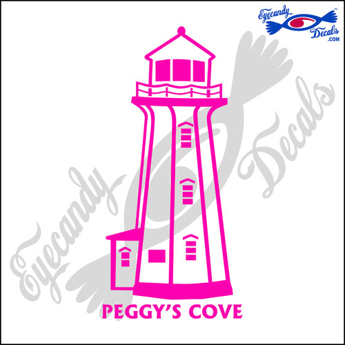 Eyecandy Decals PEGGYS Cove NOVA Scotia Canada with Name Lighthouse 6 INCH Decal Sticker HOT Pink