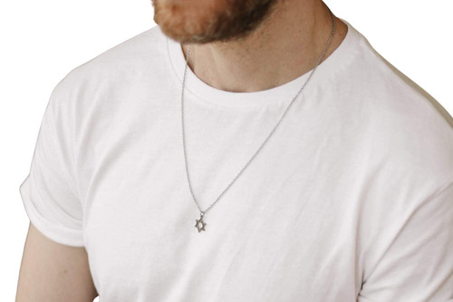 Star of David necklace for men, men's necklace with a silver Star of David pendant, silver chain, gift for him, Jewish necklace from Israel Star of David necklace for men, men's necklace with a silver Star of David pendant, silver chain, gift for him, Jewish necklace from Israel