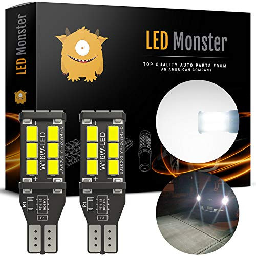 LED Monster 912 921 LED Backup Light Bulbs High Power 2835 15-SMD Chipsets Extremely Bright Error Free T15 906 W16W for Back Up Lights Reverse Lights, 6000K White