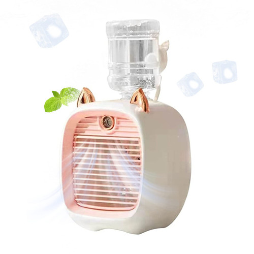 Personal Fan, Mini Fan Kids Portable Air Conditioner Fan Cute Mini Rechargeable Evaporative Air Cooler in 3 Speed Air Conditioner Fan & Humidifier Pink