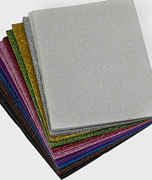 EVA Glitter Foam Handicraft Sheets 8 x 6 Inches (20 Pack) Self Adhesive - Assorted Colorful Crafting Sponge for DIY Projects, Classroom, Parties and More | Thick and Soft Paper, 10 Colors 2 of Each