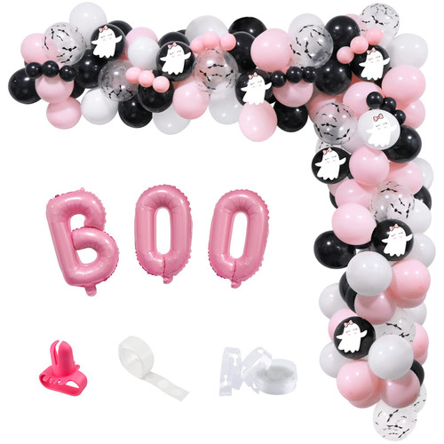120Pcs Halloween Balloon Arch Garland Kit, Pink Black Ghost Halloween Balloons Arch with BOO Foil Balloons Bat Balloons Wall Stickers Ghost Decor for Halloween Theme Party Halloween Day Party Supplies 120Pcs Halloween Balloon Arch Garland Kit, Pink Black Ghost Halloween Balloons Arch with BOO Foil Balloons Bat Balloons Wall Stickers Ghost Decor for Halloween Theme Party Halloween Day Party Supplies