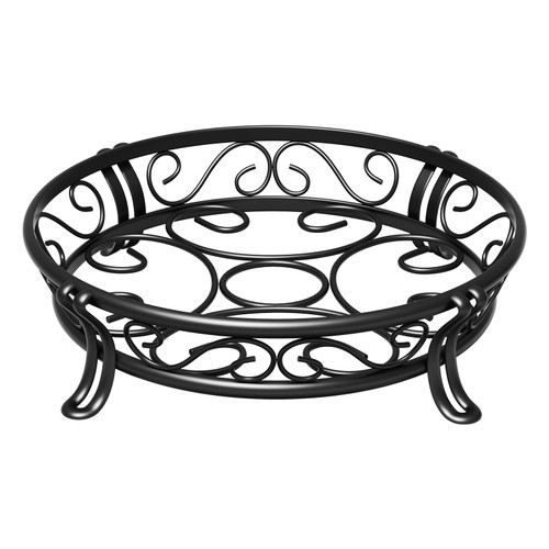 Yimobra Metal Plant Stand for Outdoor Indoor, Heavy Duty Flower Pots Holder Rustproof Wrought Iron Planter Stands Garden Round Supports Rack for Planter 11.8 Inches, Bronze Black