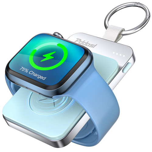 Pddosi Portable Wireless Charger for Apple Watch, 1500mAh Magnetic iWatch Charger Travel, Portable Watch Charger Keychain Power Bank for iWatch Series 9/8/7/6/5/4/3/2/SE/Ultra, Men Women Gift (Green)