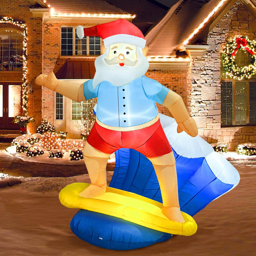 AerWo 6FT Christmas Inflatables Surfing Santa Claus Inflatable Christmas Outdoor Decorations Santa Blow Up Yard Decorations with LED Lights for Indoor Outdoor Christmas Garden Lawn Decor AerWo 6FT Christmas Inflatables Surfing Santa Claus Inflatable Christmas Outdoor Decorations Santa Blow Up Yard Decorations with LED Lights for Indoor Outdoor Christmas Garden Lawn Decor
