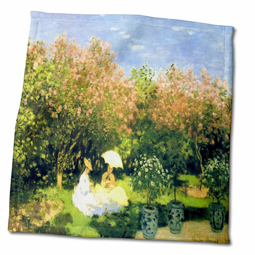 3dRose Florene - Famous Art - Print of Monet Painting The Garden - Towels (twl-203699-3)