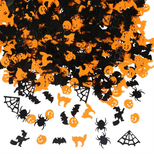Halloween Party Table Scatter Confetti Sequins Pumpkin Witch Spider Web Bat Confetti Glitter Paillettes for DIY Crafts, Baby Shower Decor, Trick or Treat Party Sprinkles Confetti Decorations Supplies