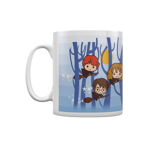 Pyramid Potter Kawaii Harry Ron Hermione Flying Ceramic Mug, Porcelain, Multi-Colour