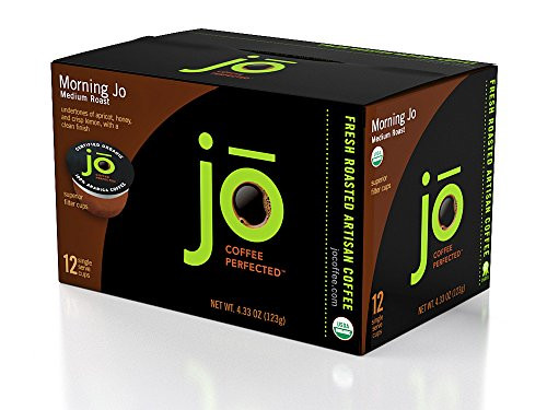 MORNING JO: 12 Cup Organic Breakfast Blend Single Serve Coffee for Keurig K-Cup Brewers, Keurig 1.0 & 2.0 Compatible Eco-Friendly Cup, Light/Medium Roast, No Additives, Non-GMO