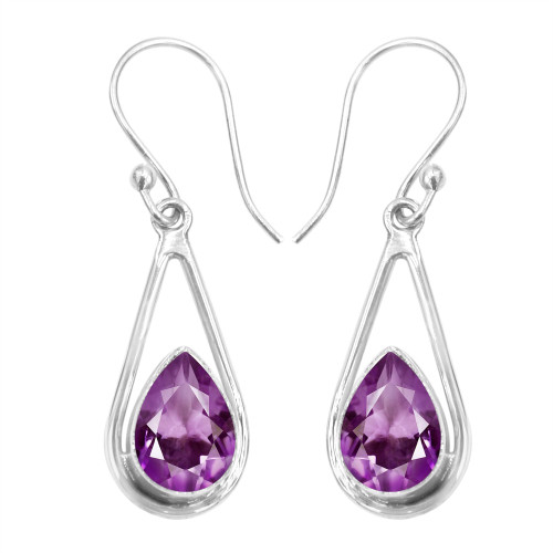 SILVESTO INDIA Amethyst Earrings 925 Sterling Silver Earring Baguette Stone Earring February Birthstone Gemstone Earrings Gift For Mom Bride Earring